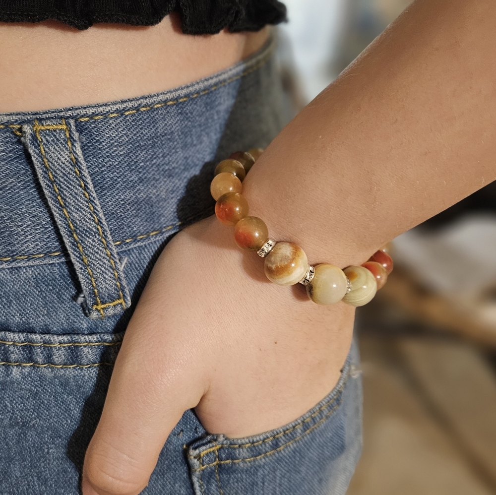 Jade and Jasper Gemstone and Crystal Bracelet